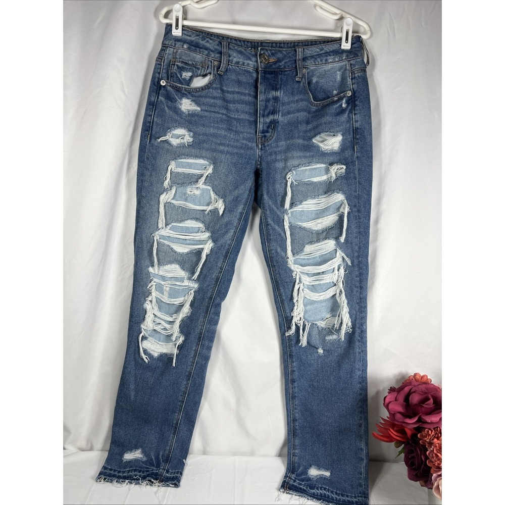 Woman's AMERICAN EAGLE Tomgirl Straight Jeans‎ Button Fly Sz 6 Regular